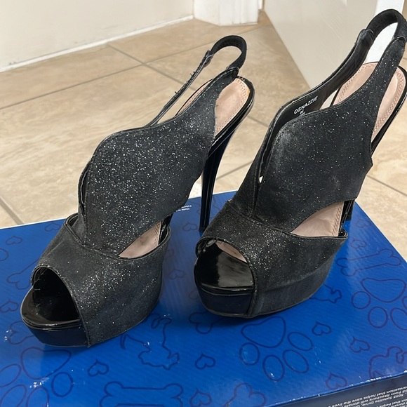 Olsenboye Black sparkling platform heels size 8.5 - Picture 2 of 10